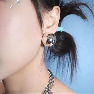 Polished Silver Dome Stud Earrings for Women